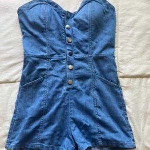 Denim Short Button Jumpsuit